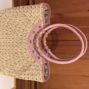 Brighton straw and leather handbag. Vintage.